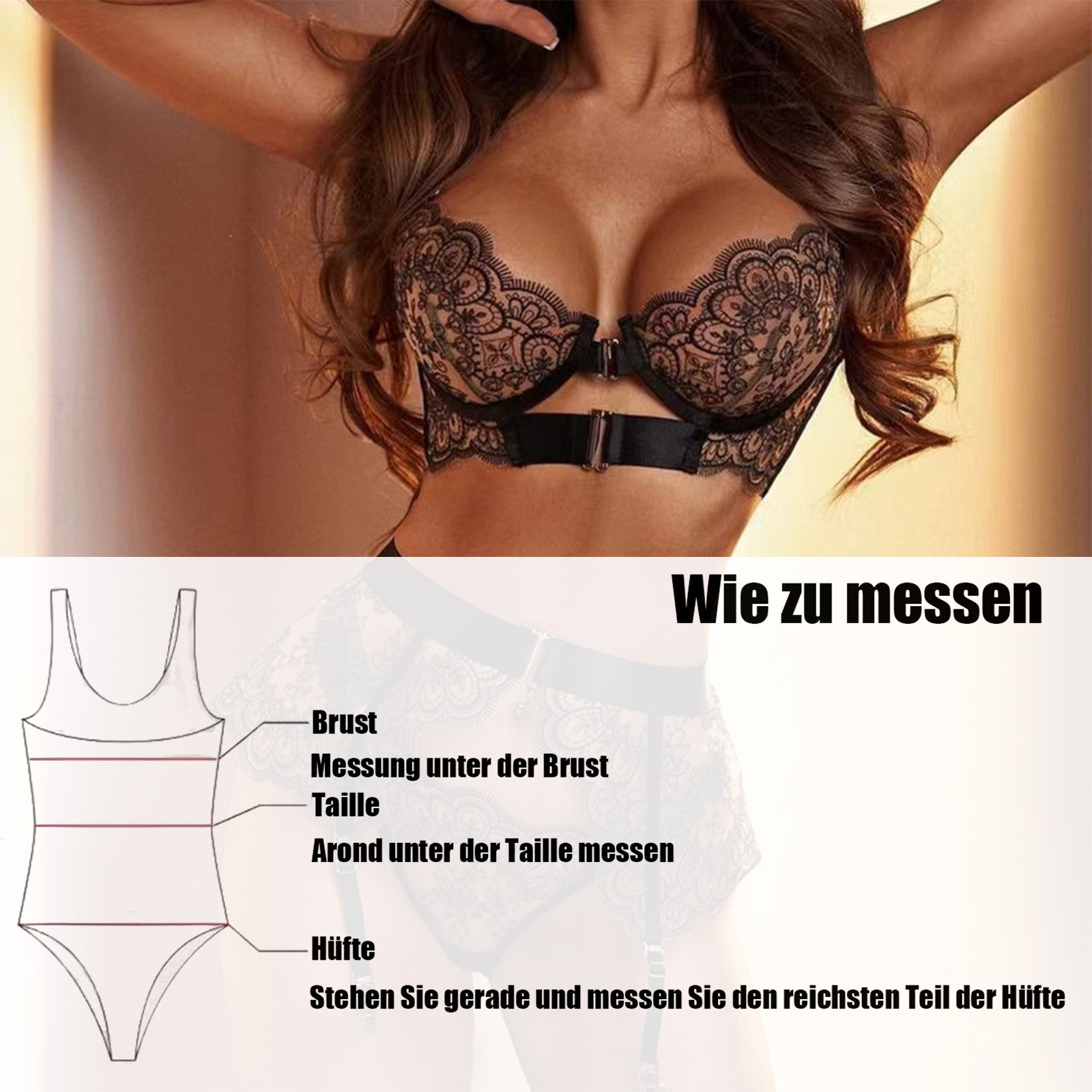 Elegantes Schwarz mit Spitze & Strümpfen