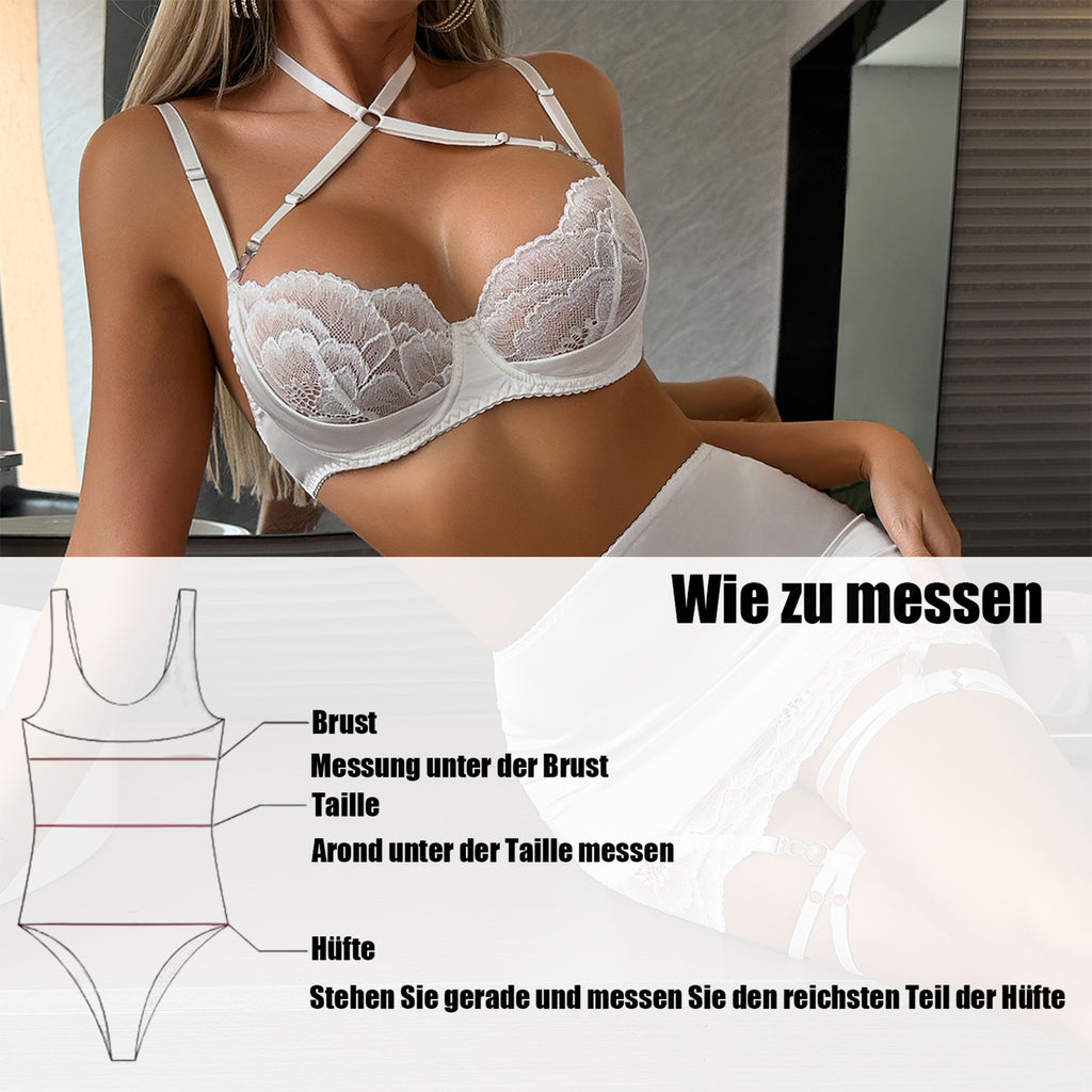 Elegantes Weißes Spitzen-Set mit Strumpfhaltern