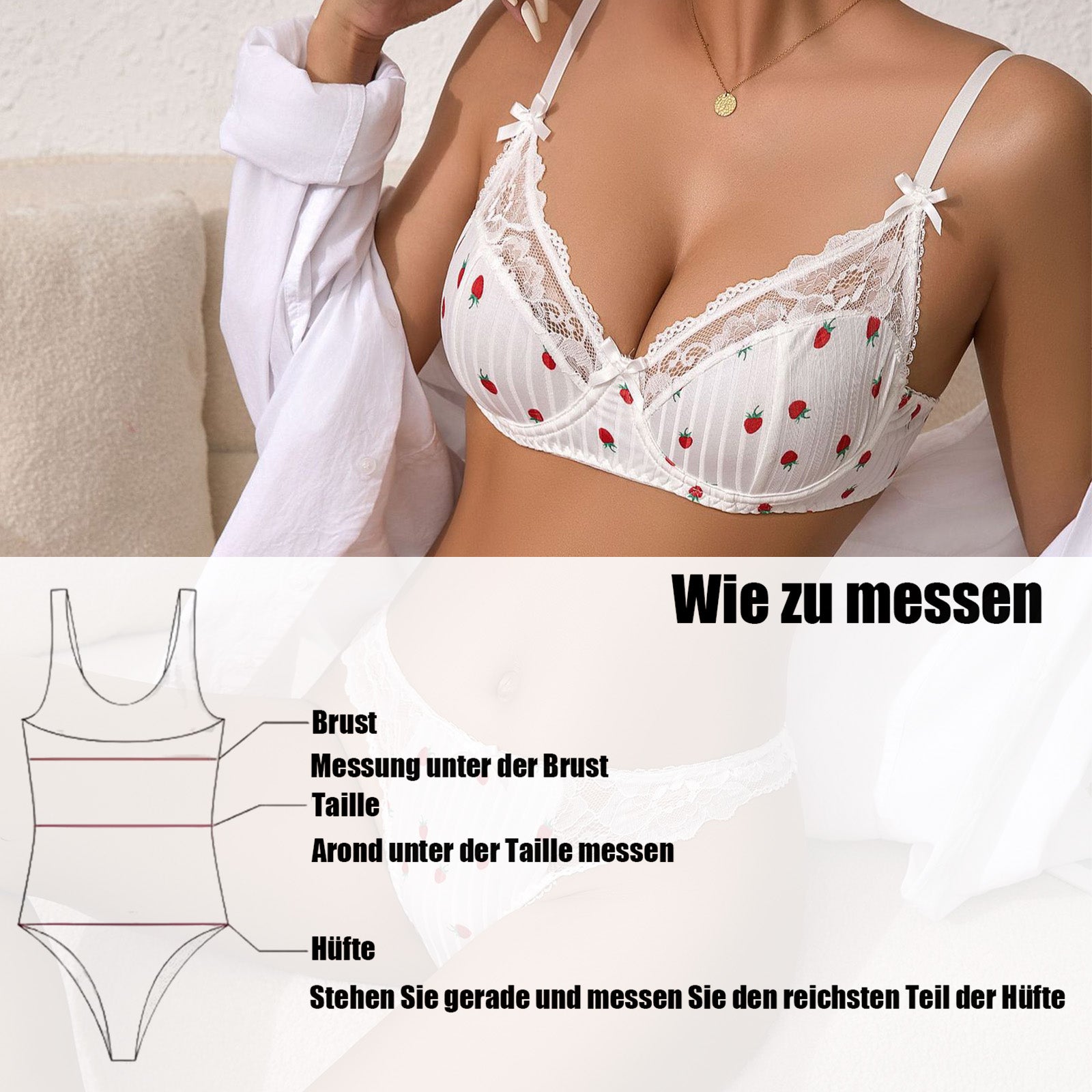 Süßes Erdbeer-Set mit Spitze & Schleifen