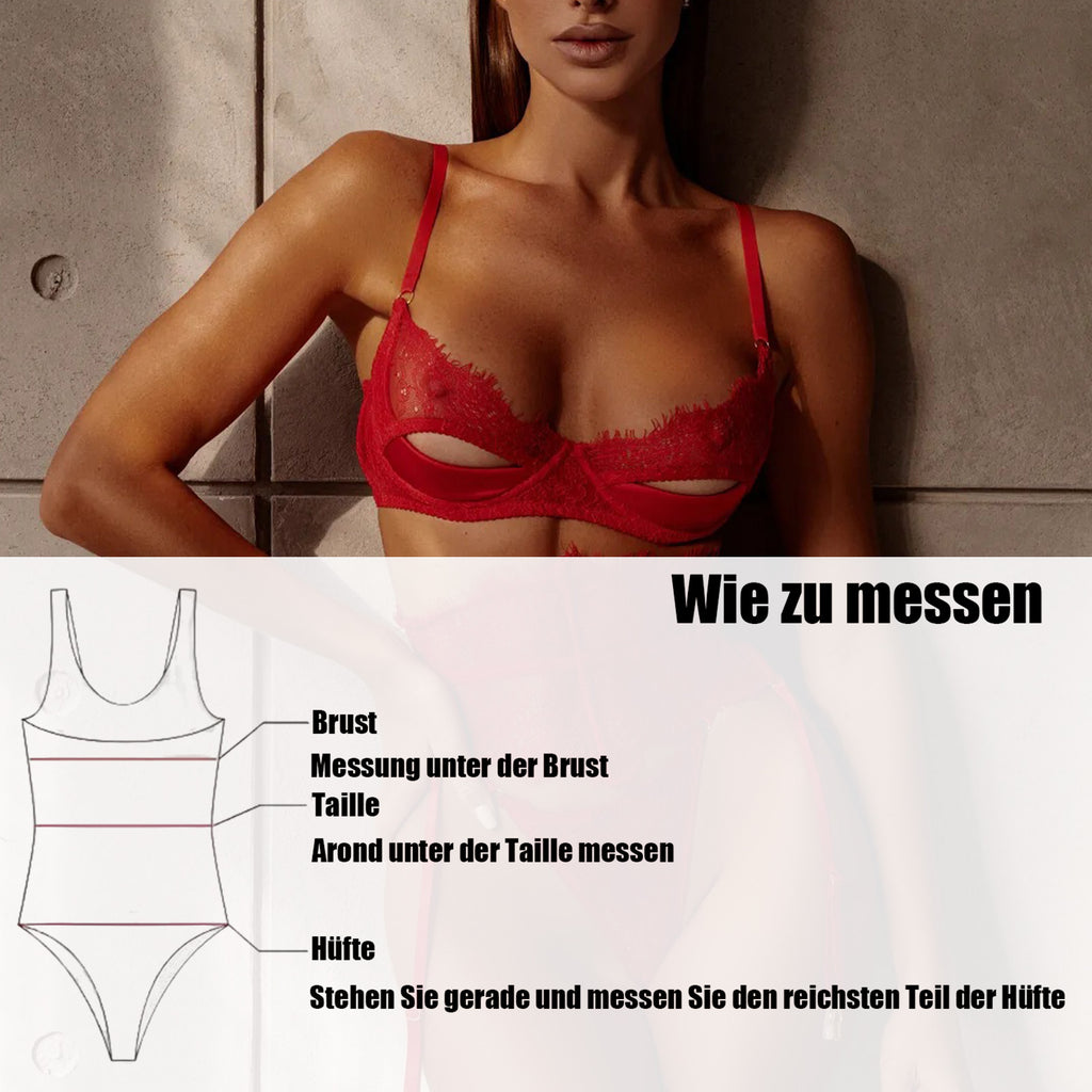 Leidenschaftliches Spitzen-Set in Rot