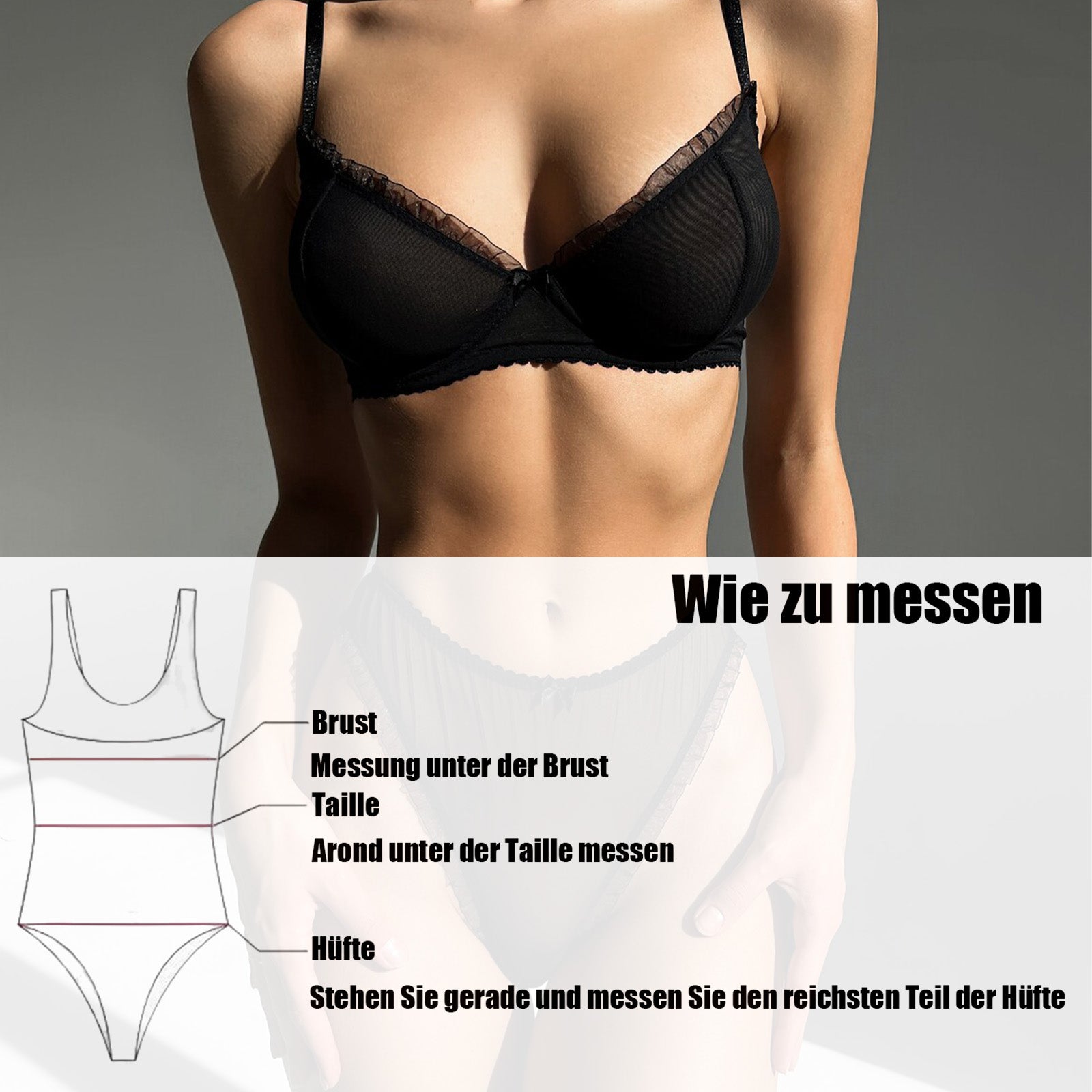 Elegantes schwarzes Dessous-Set