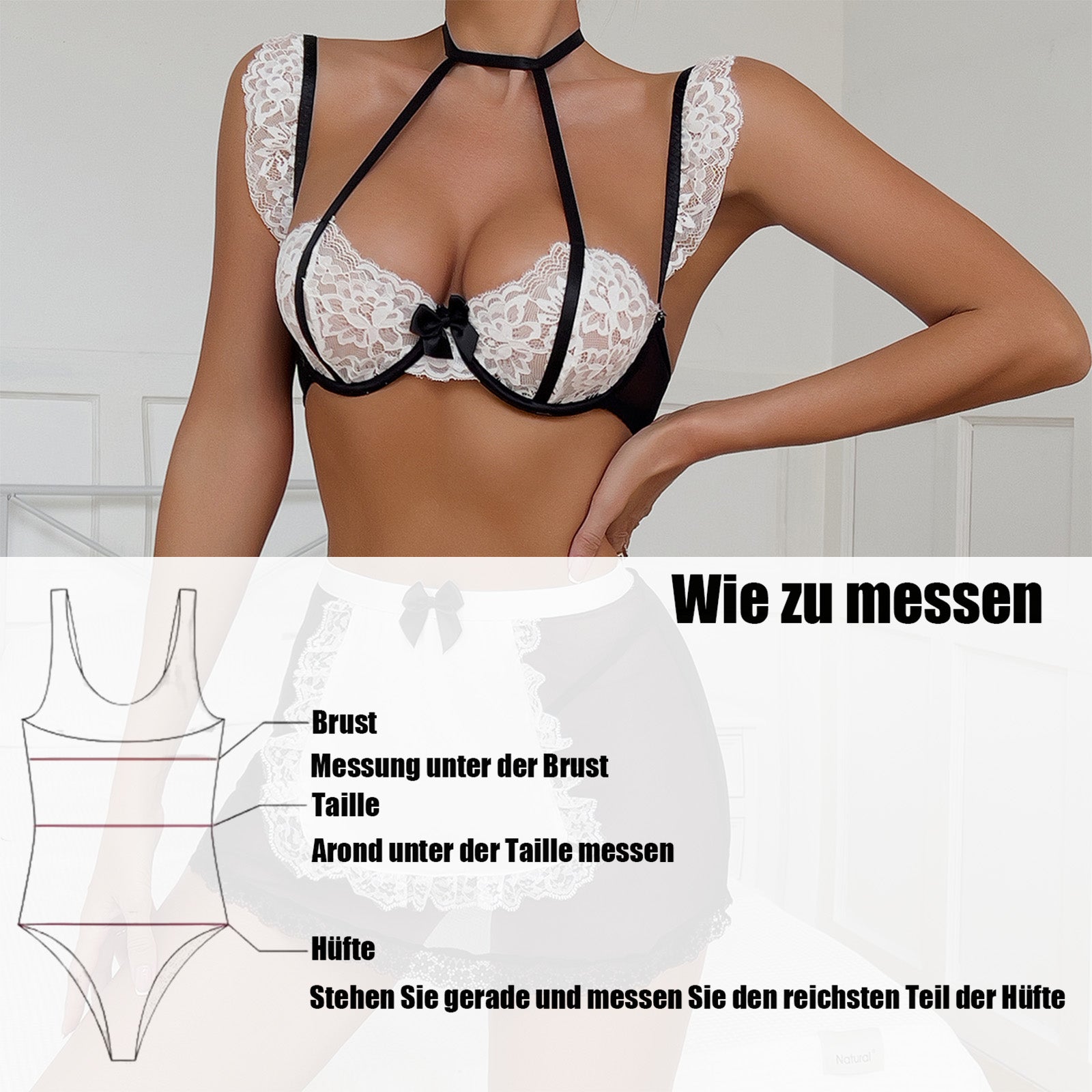 Verführerisches Charmeuse-Dienstmädchen-Set