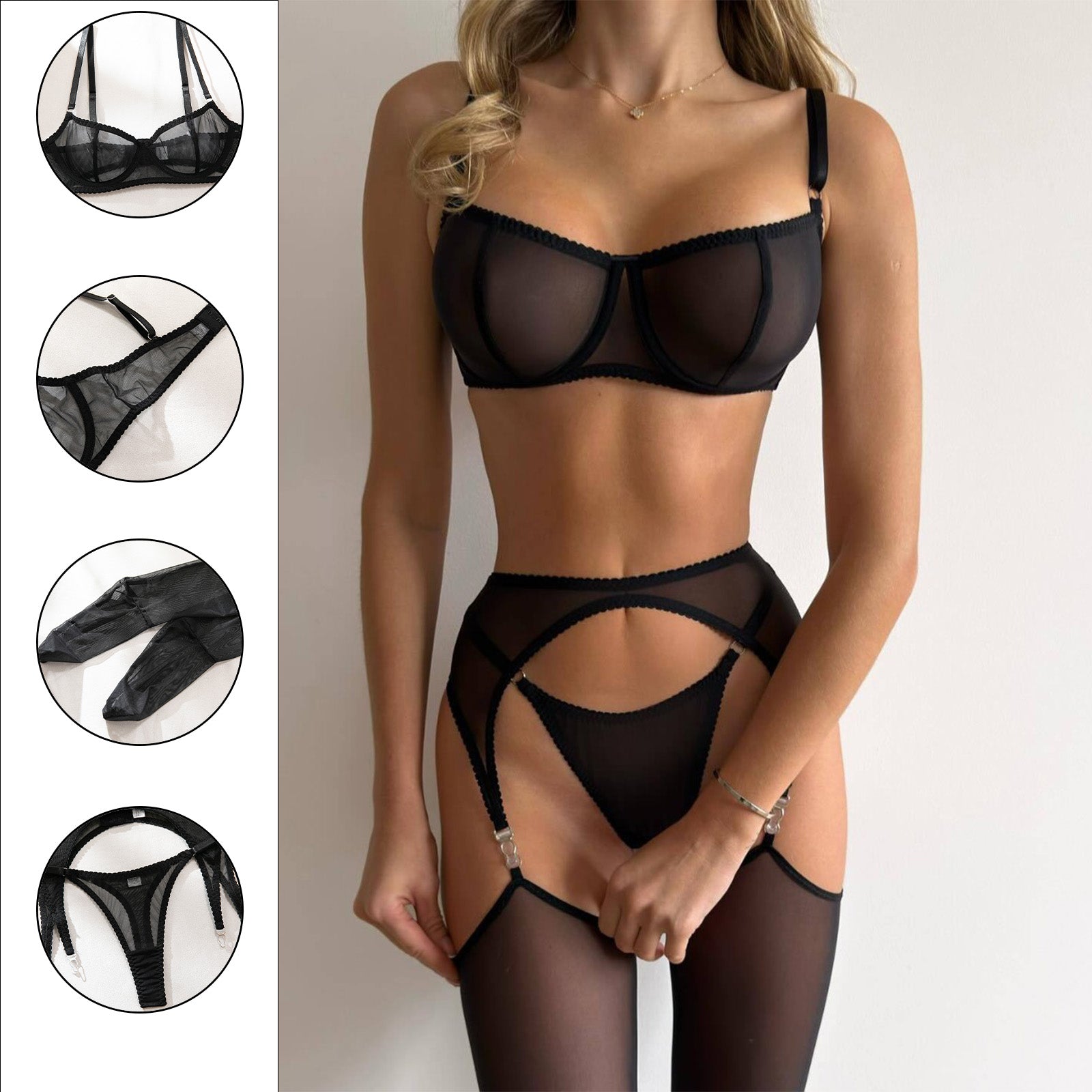 Elegantes Schwarz mit Cut-out-Details & Strumpfhaltern