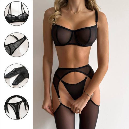 Elegantes Schwarz mit Cut-out-Details &amp; Strumpfhaltern