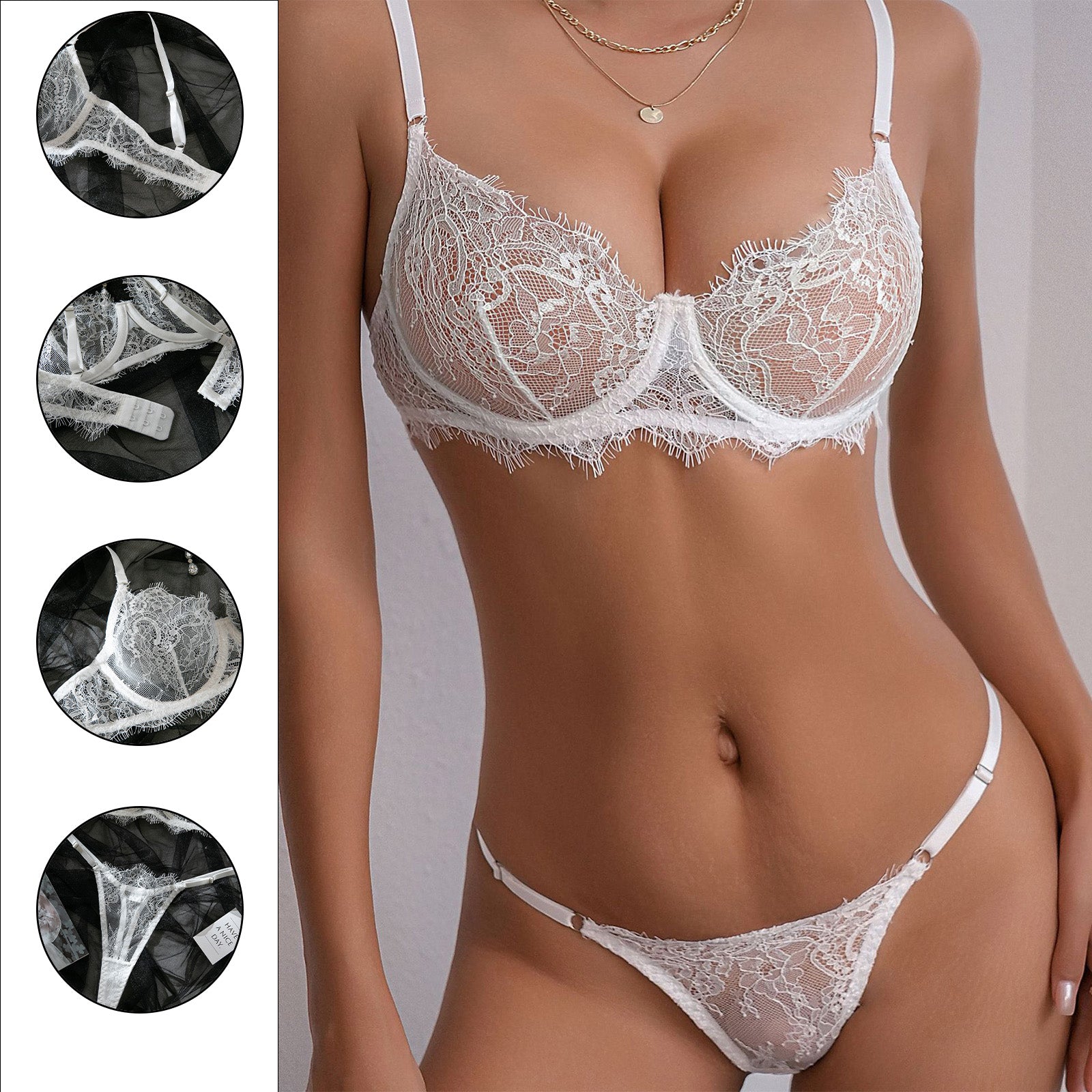 Eleganter Spitzen-BH und String Set
