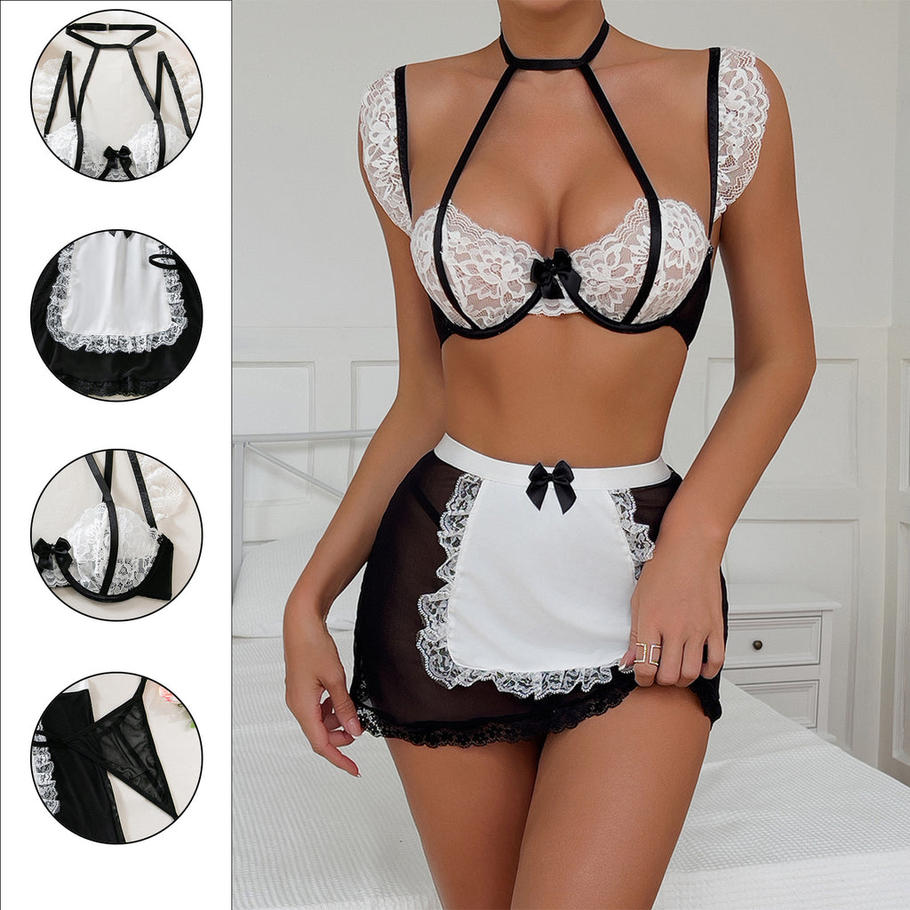 Verführerisches Charmeuse-Dienstmädchen-Set