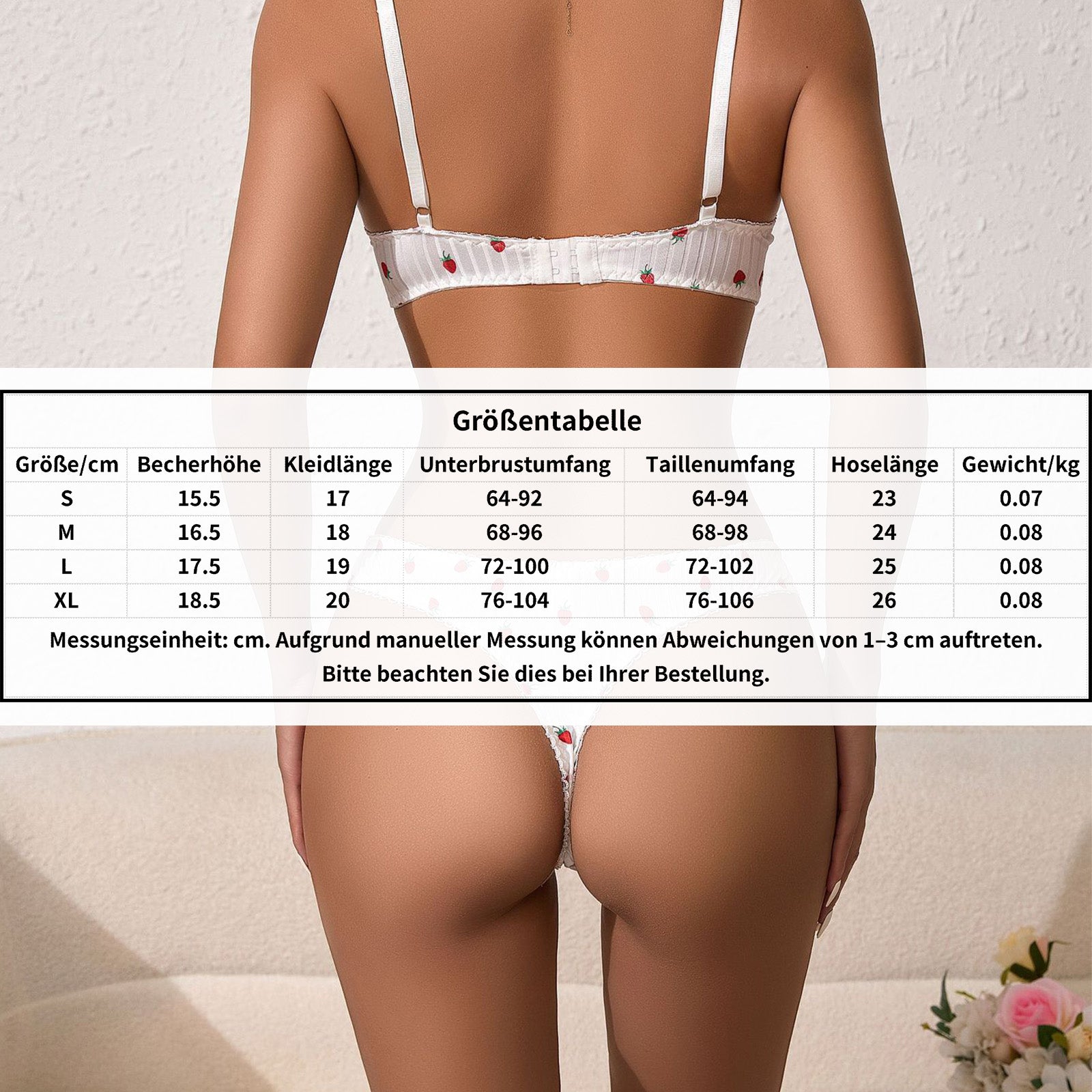 Süßes Erdbeer-Set mit Spitze & Schleifen